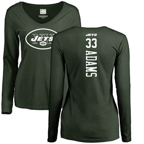 New York Jets Green Women Jamal Adams Backer NFL Football #33 Long Sleeve T Shirt